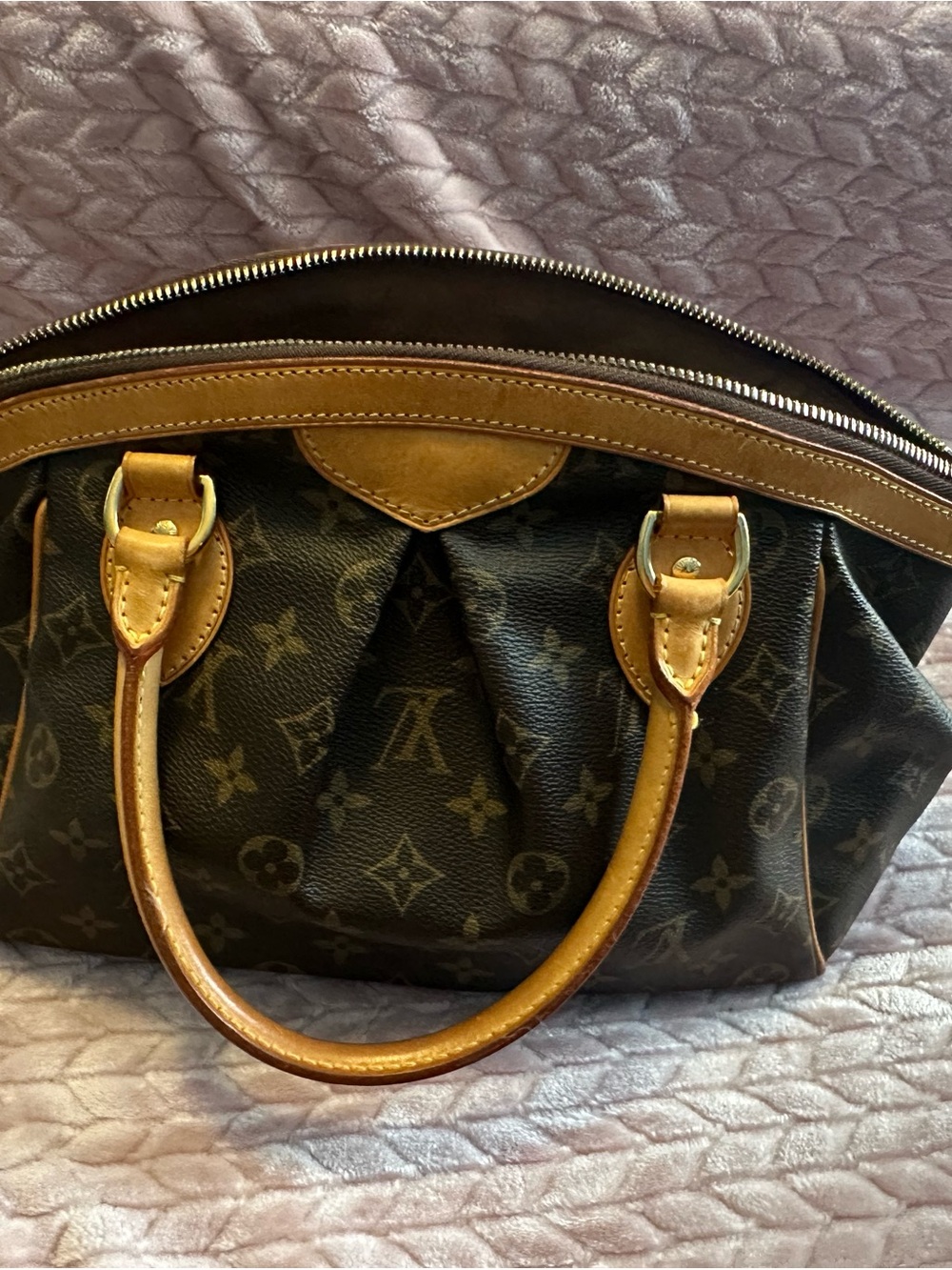 Louis Vuitton Monogram Satchel with Brown Leather Handles